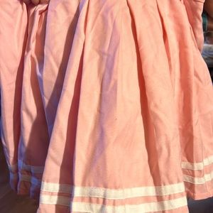 Pink hot topic pleaded skirt with two white stripes